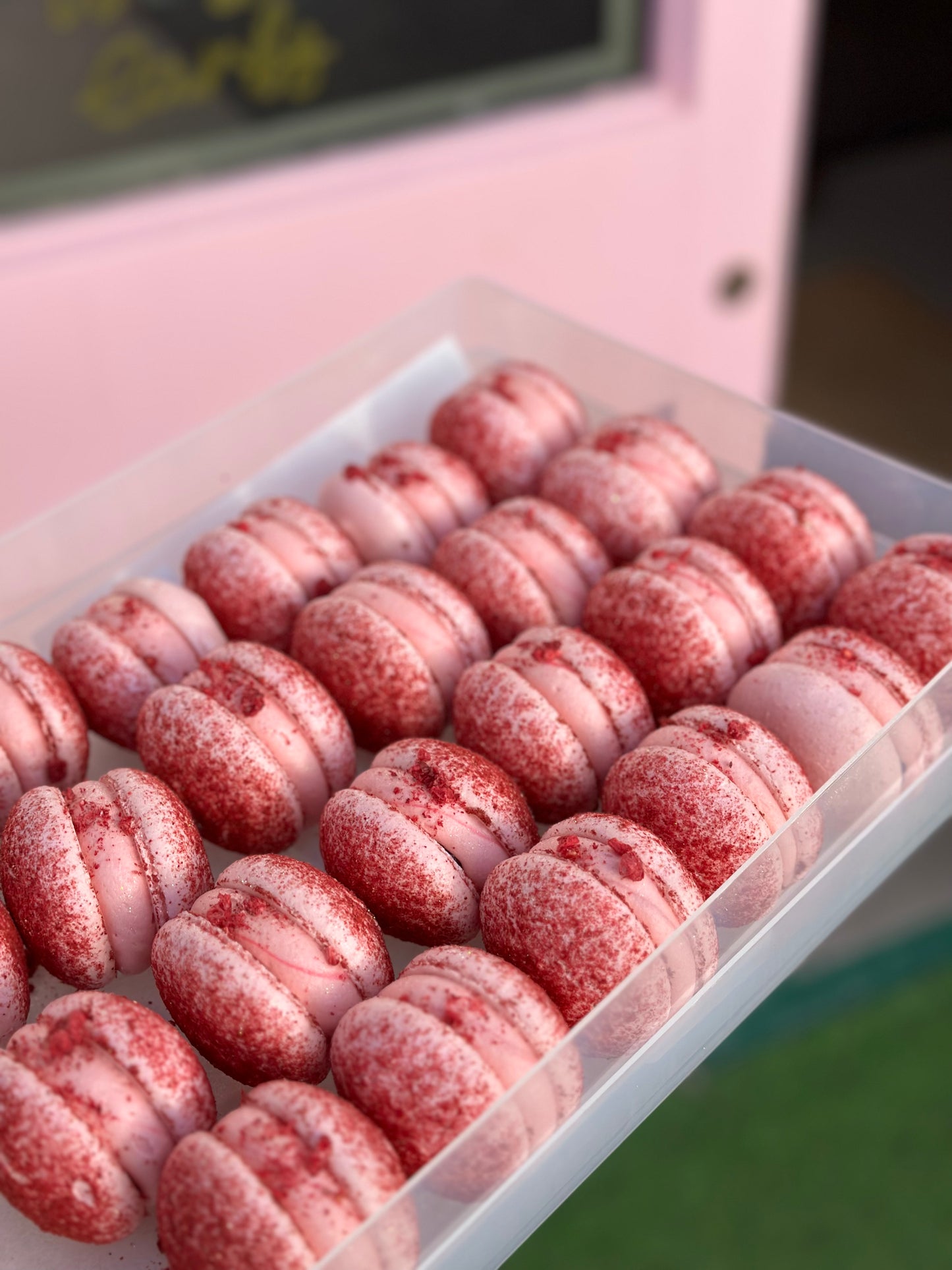 Raspberry macarons