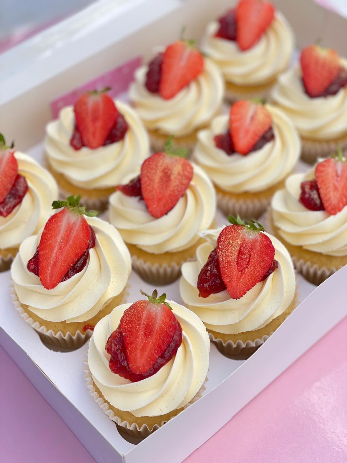 Fresh Strawberry Themed Cupcakes