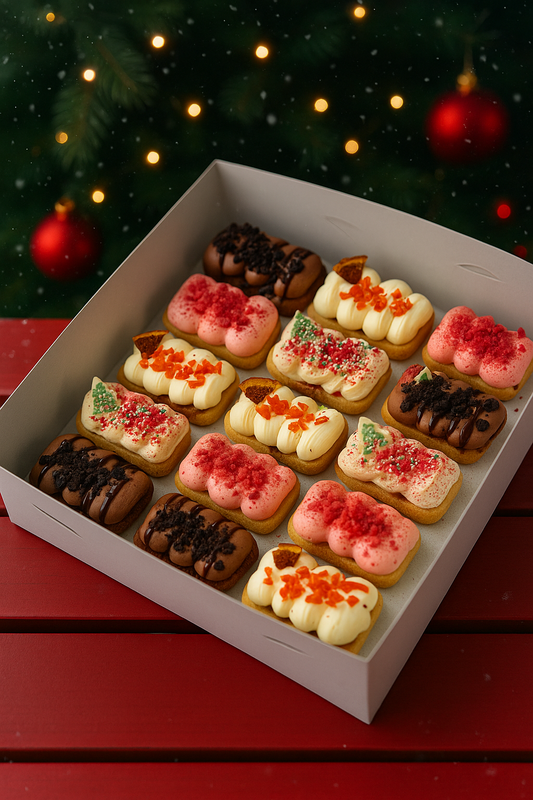 Christmas Mini Cake Selection — Death by Chocolate, Spiced Carrot, White Chocolate Raspberry & Lemon & Raspberry (Box of 15)