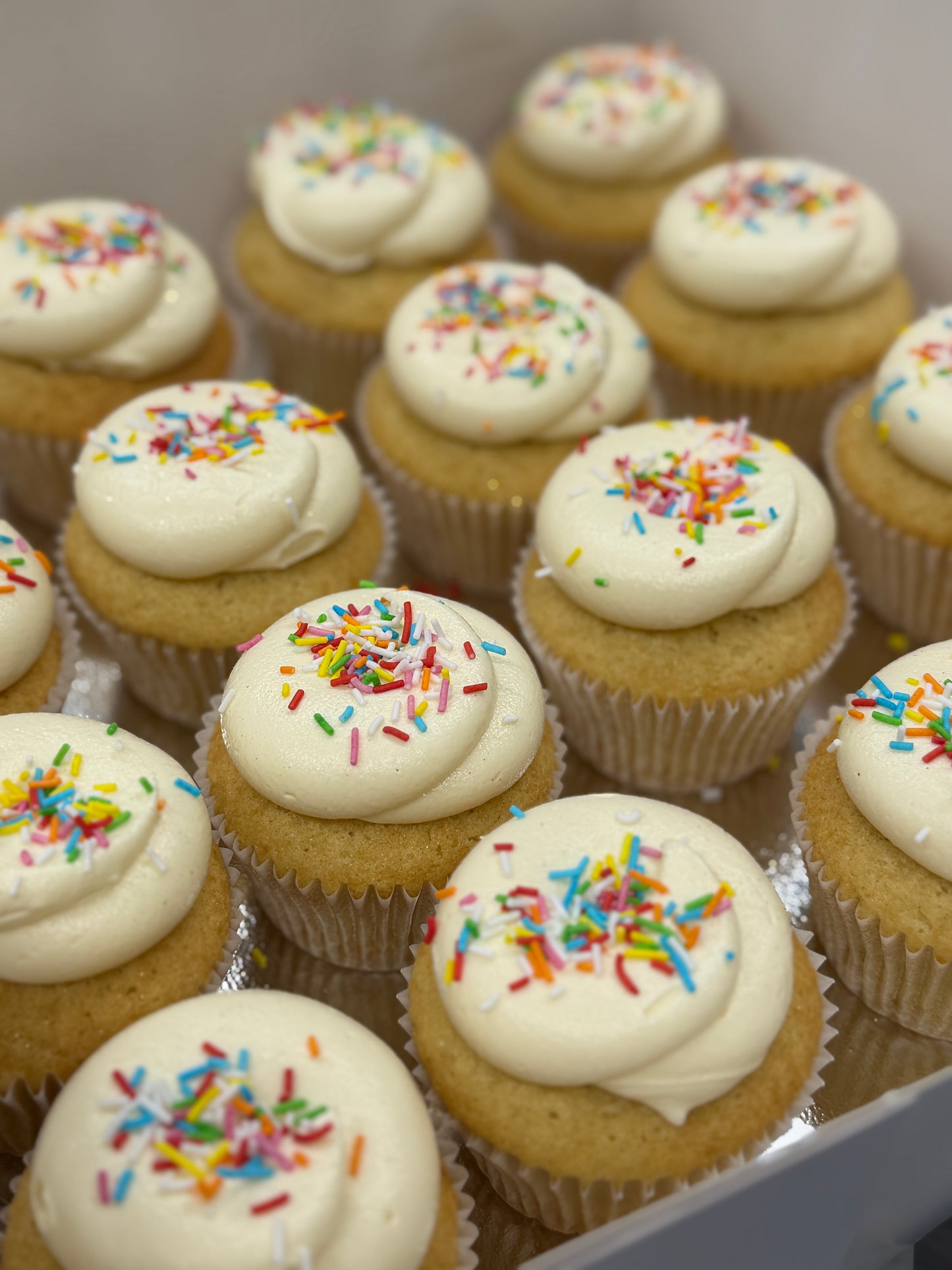 Old School Sprinkle Cupcakes