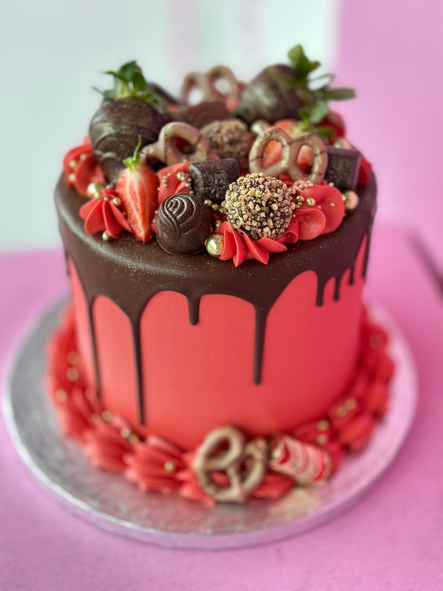Red Velvet Themed Birthday Cake
