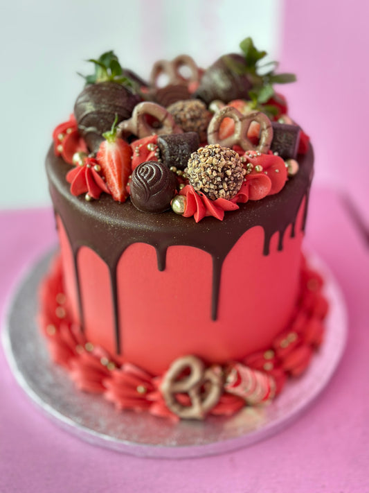 Red Velvet Themed Birthday Cake