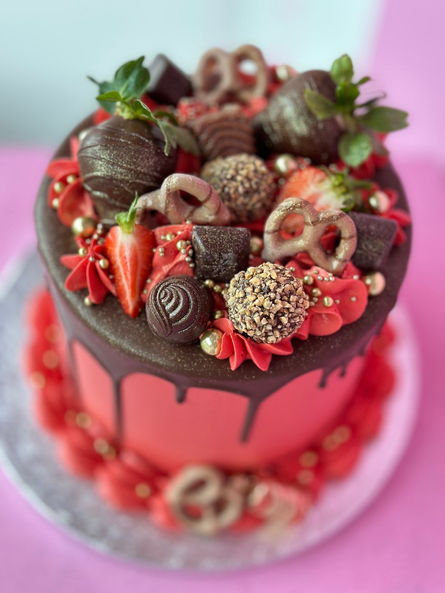 Red Velvet Themed Birthday Cake