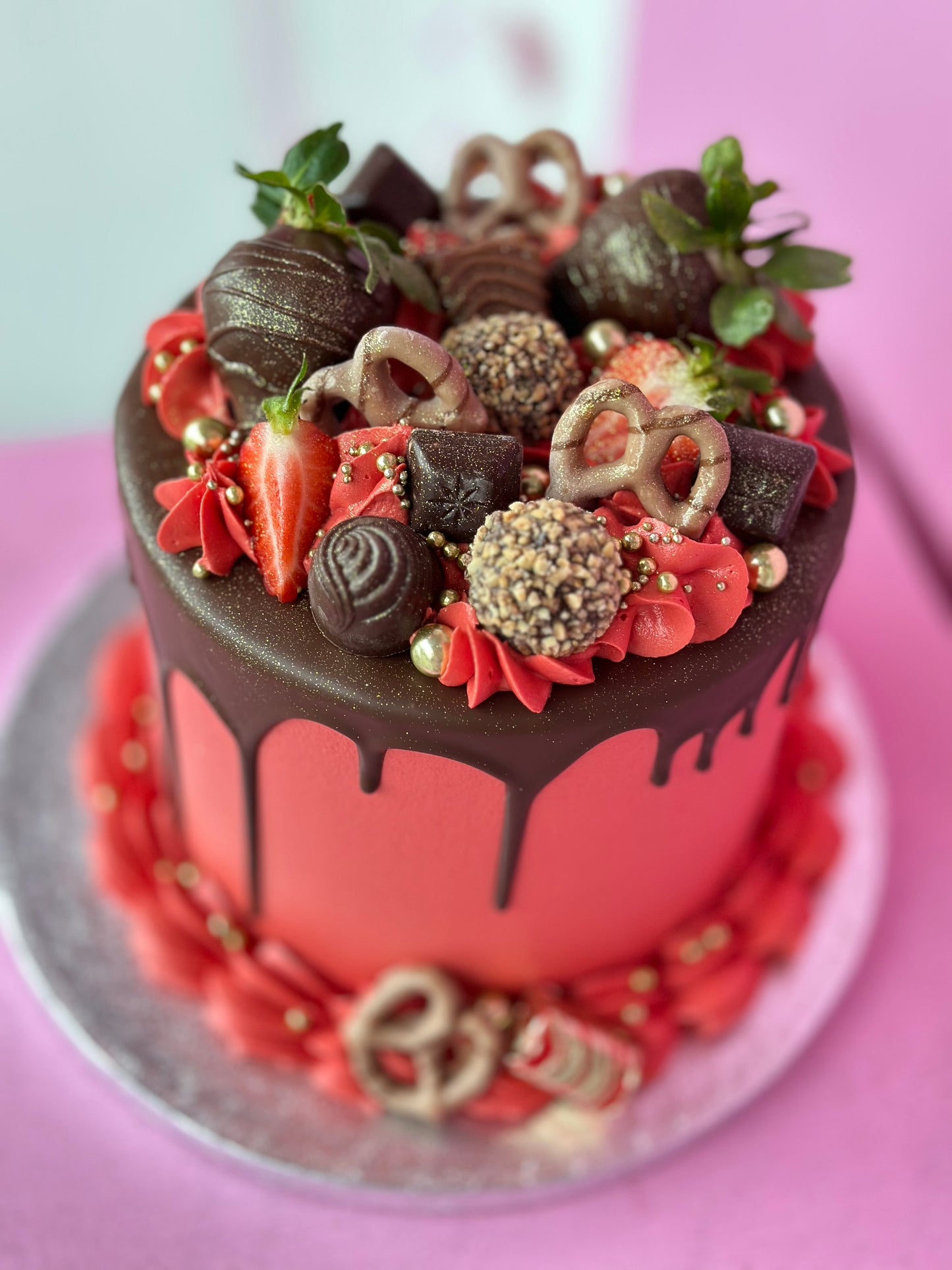 Red Velvet Themed Birthday Cake
